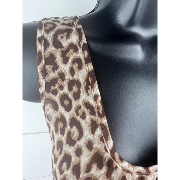 Women's Sheer overlay Tank, Leopard Print, Coral Accented Bow, Medium - Picture 11 of 12